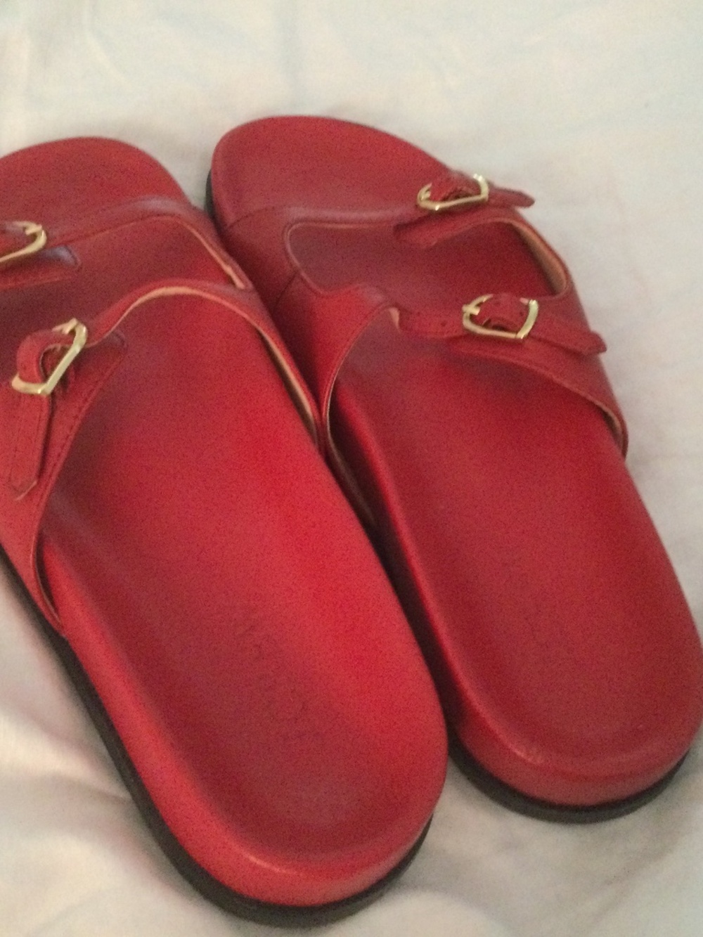 J Crew Red Leather Slides 10.5/11